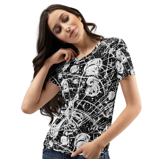 Blackwire Bloom on a Women's Crew Neck T-Shirt