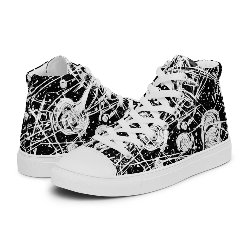Blackwire Bloom on Women's High Top Canvas Shoes — Left
