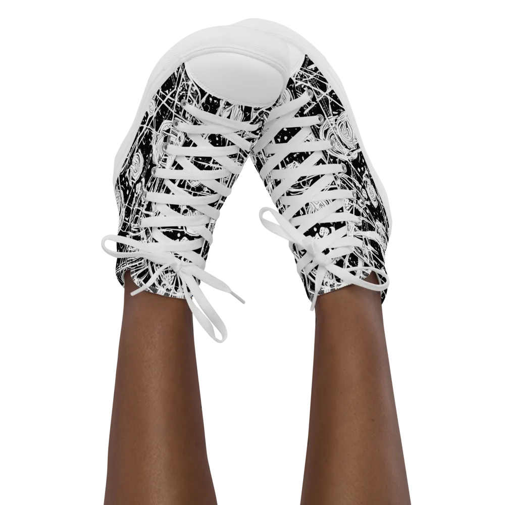 Blackwire Bloom on Women's High Top Canvas Shoes — Front