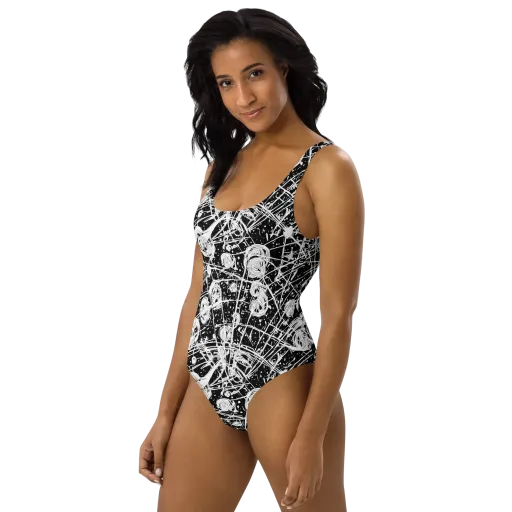 Blackwire Bloom on a One-Piece Swimsuit