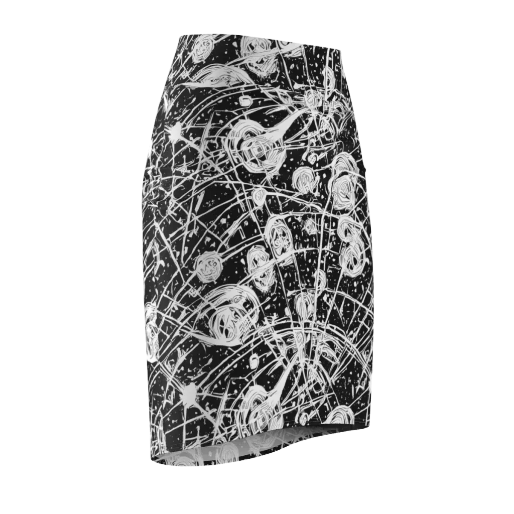 Blackwire Bloom on Pencil Skirt — Front Side