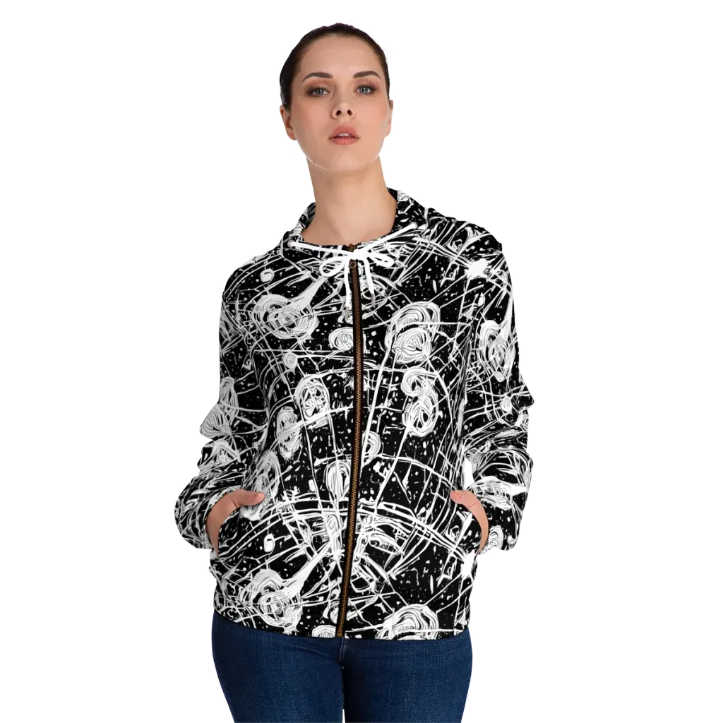 Blackwire Bloom on Women's Full-Zip Hoodie — Front On Person
