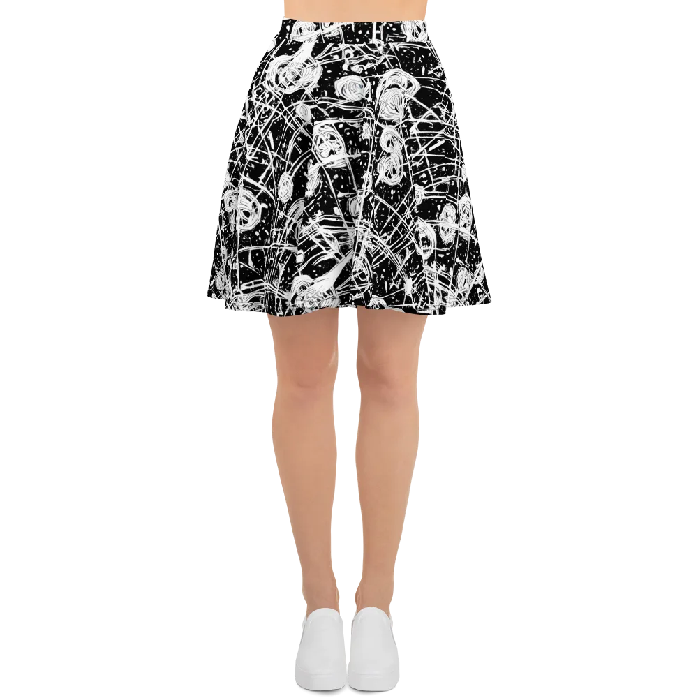 Blackwire Bloom on Skater Skirt — Front