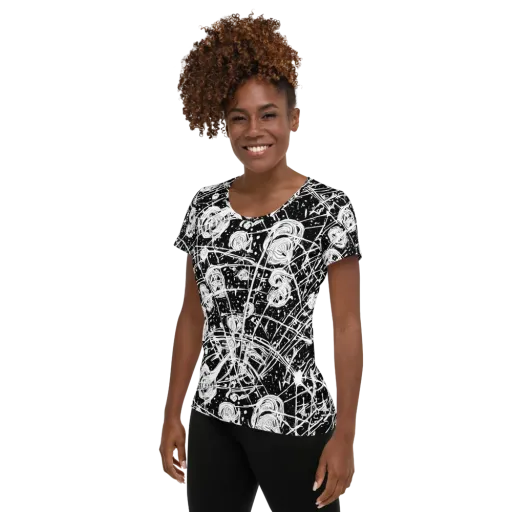 Blackwire Bloom on a Women's Athletic T-Shirt
