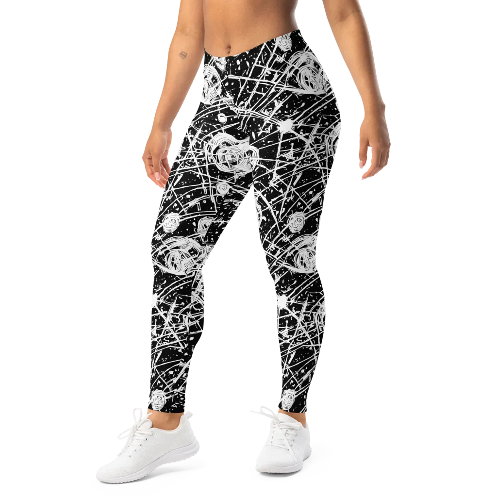 Blackwire Bloom on Leggings — Left Front