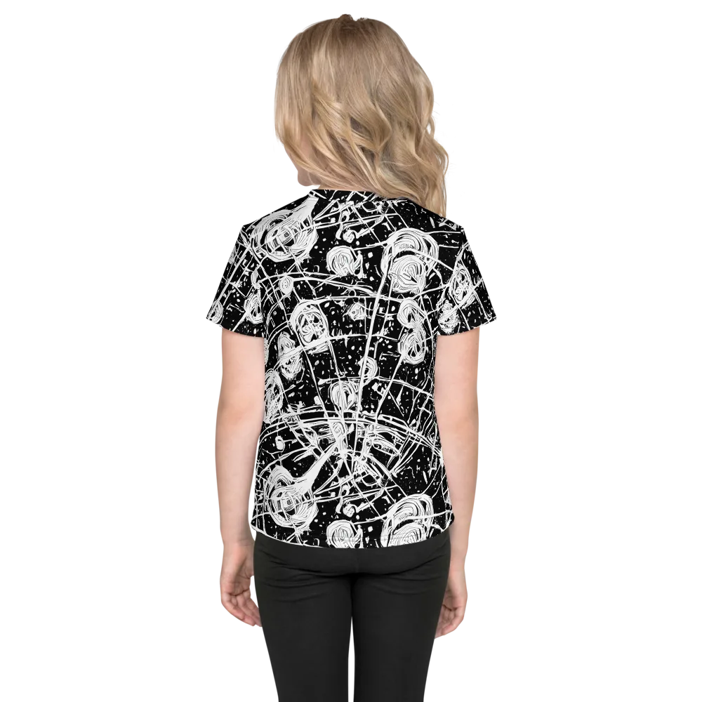 Blackwire Bloom on Kids Crew Neck T-Shirt — Back