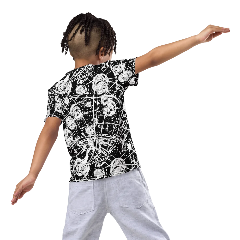 Blackwire Bloom on Kids Crew Neck T-Shirt — Back