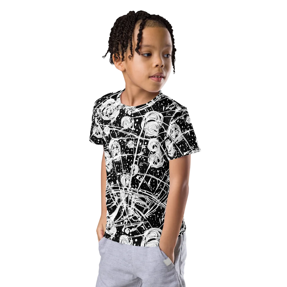 Blackwire Bloom on Kids Crew Neck T-Shirt — Left Front