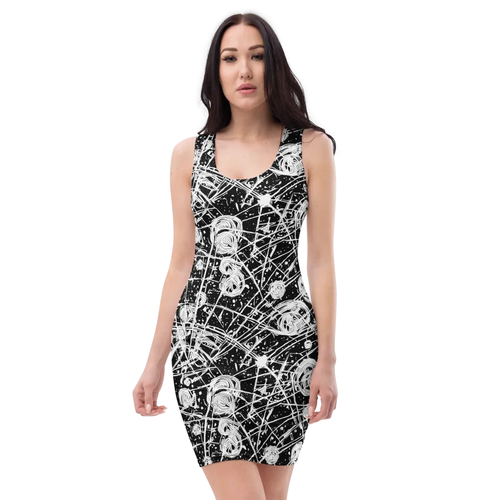 Blackwire Bloom on Bodycon Dress — Front