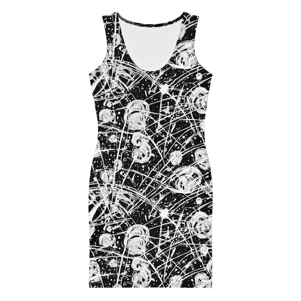 Blackwire Bloom on Bodycon Dress — Front