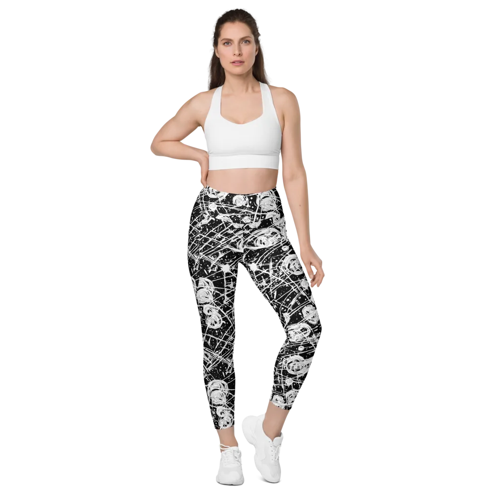 Blackwire Bloom on Leggings with Pockets — Front