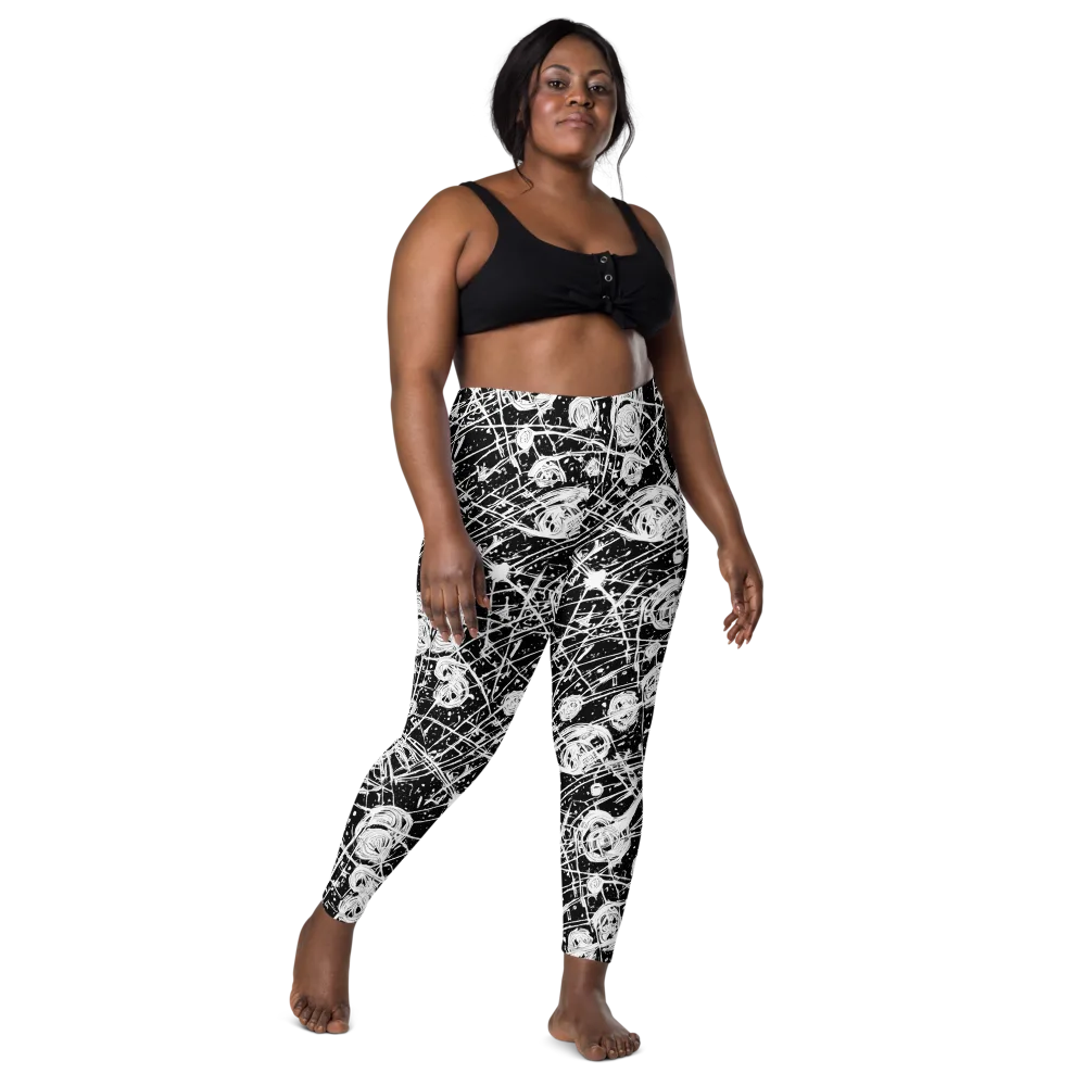 Blackwire Bloom on Leggings with Pockets — Front