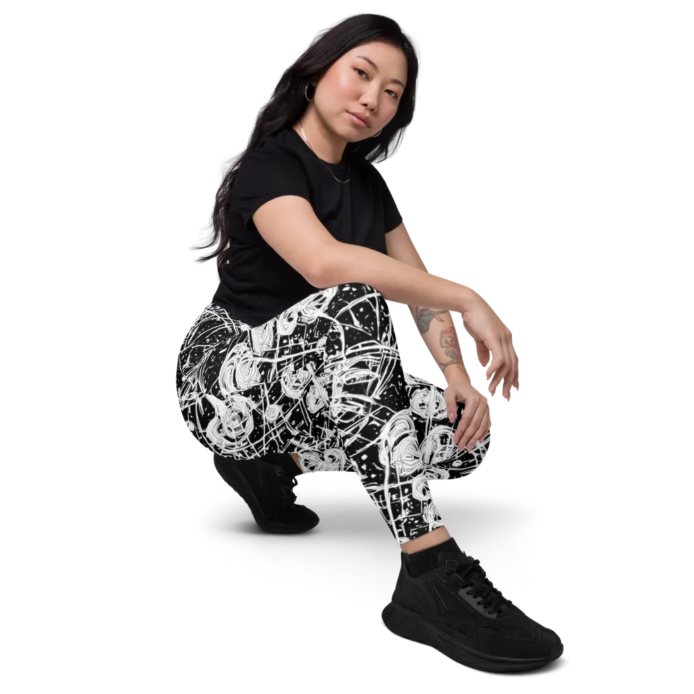 Blackwire Bloom on Leggings with Pockets — Right Front