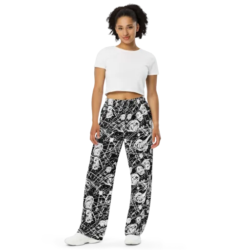 Blackwire Bloom on a Wide-Leg Pants