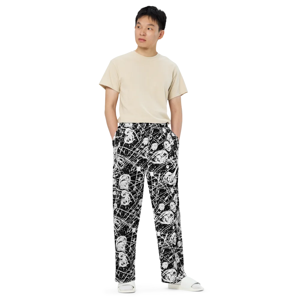 Blackwire Bloom on Wide-Leg Pants — Front