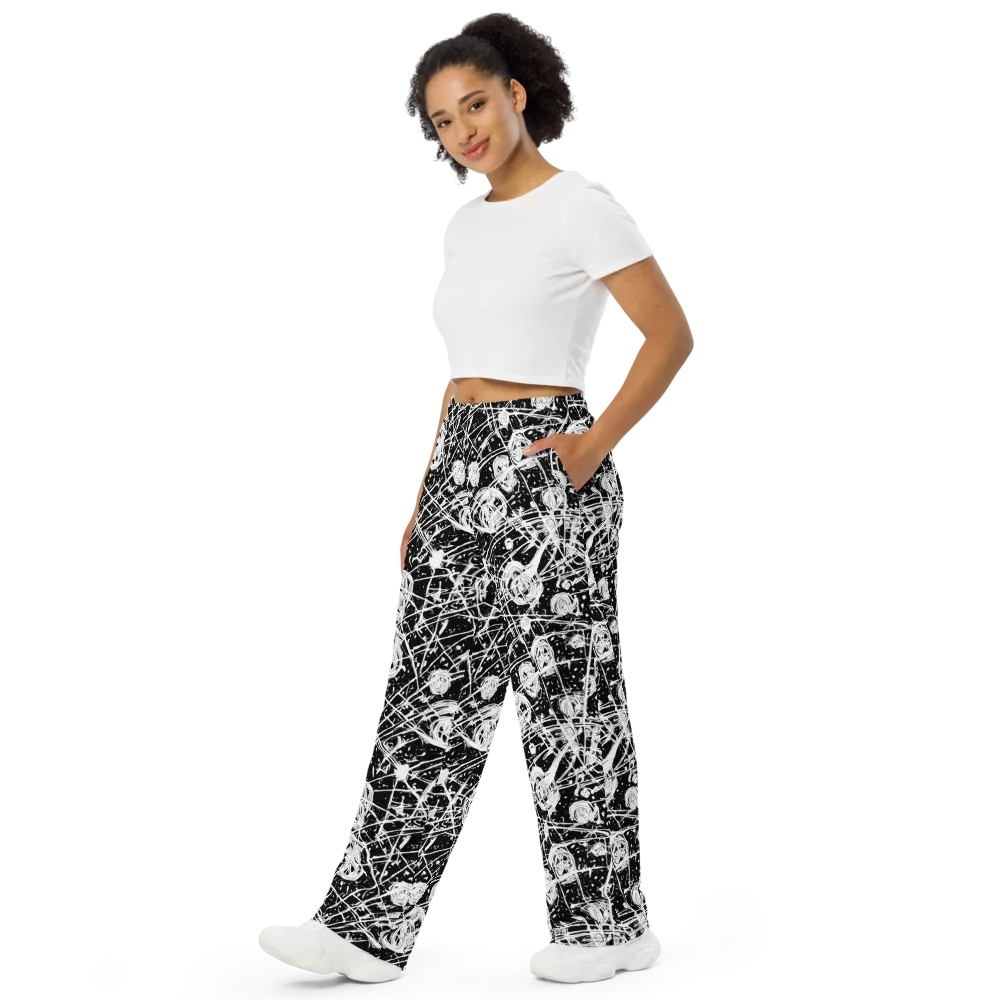 Blackwire Bloom on Wide-Leg Pants — Left Front