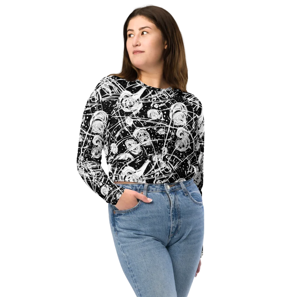 Blackwire Bloom on Long Sleeve Crop Top — Front