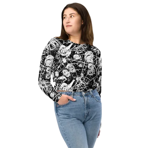 Blackwire Bloom on a Long Sleeve Crop Top