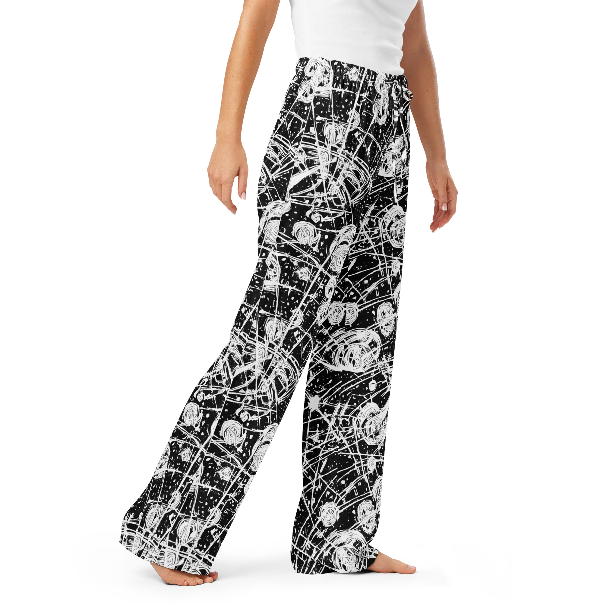 Blackwire Bloom on Women's Pajama Pants — Right Front