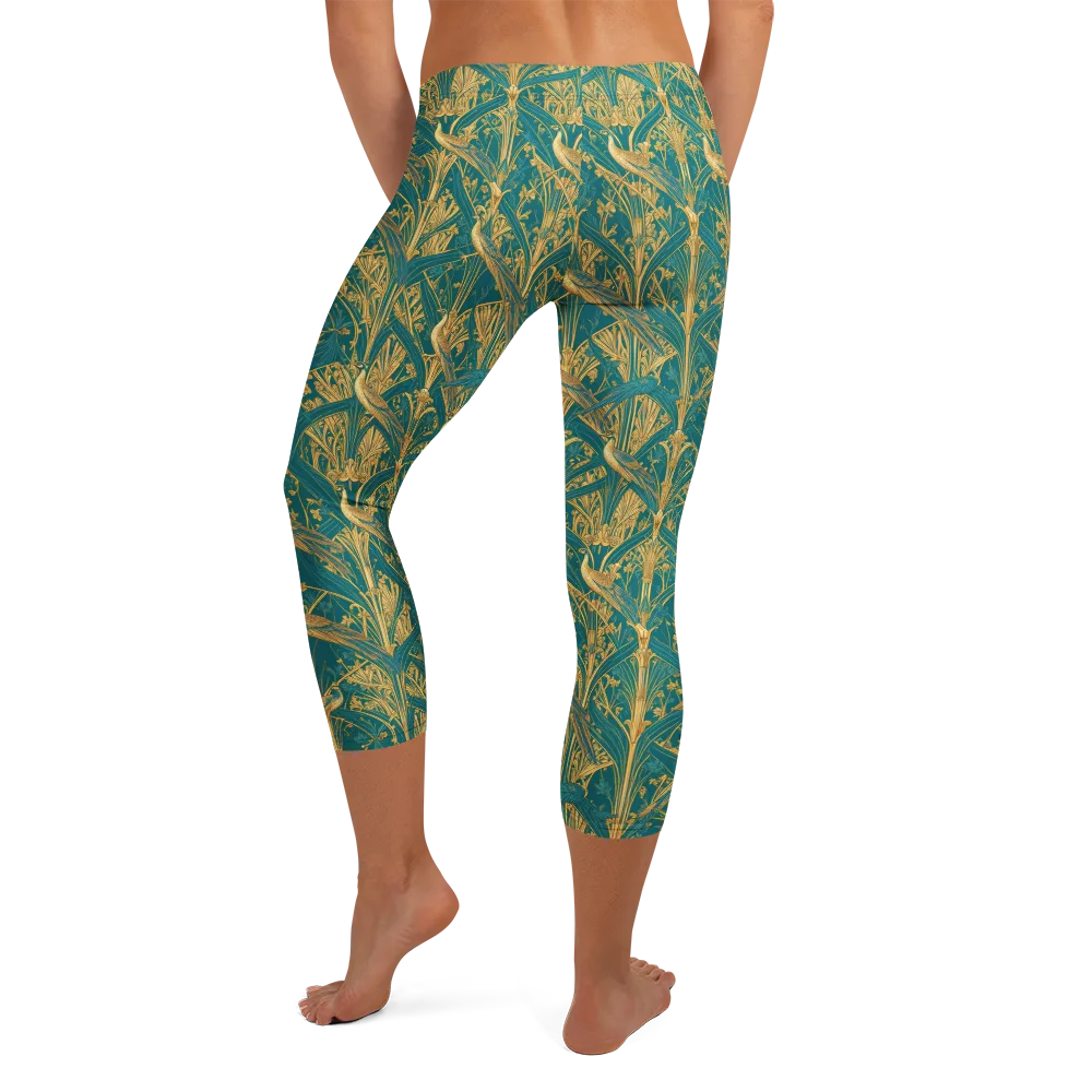 Peacock Arabesque on Capri Leggings — Back