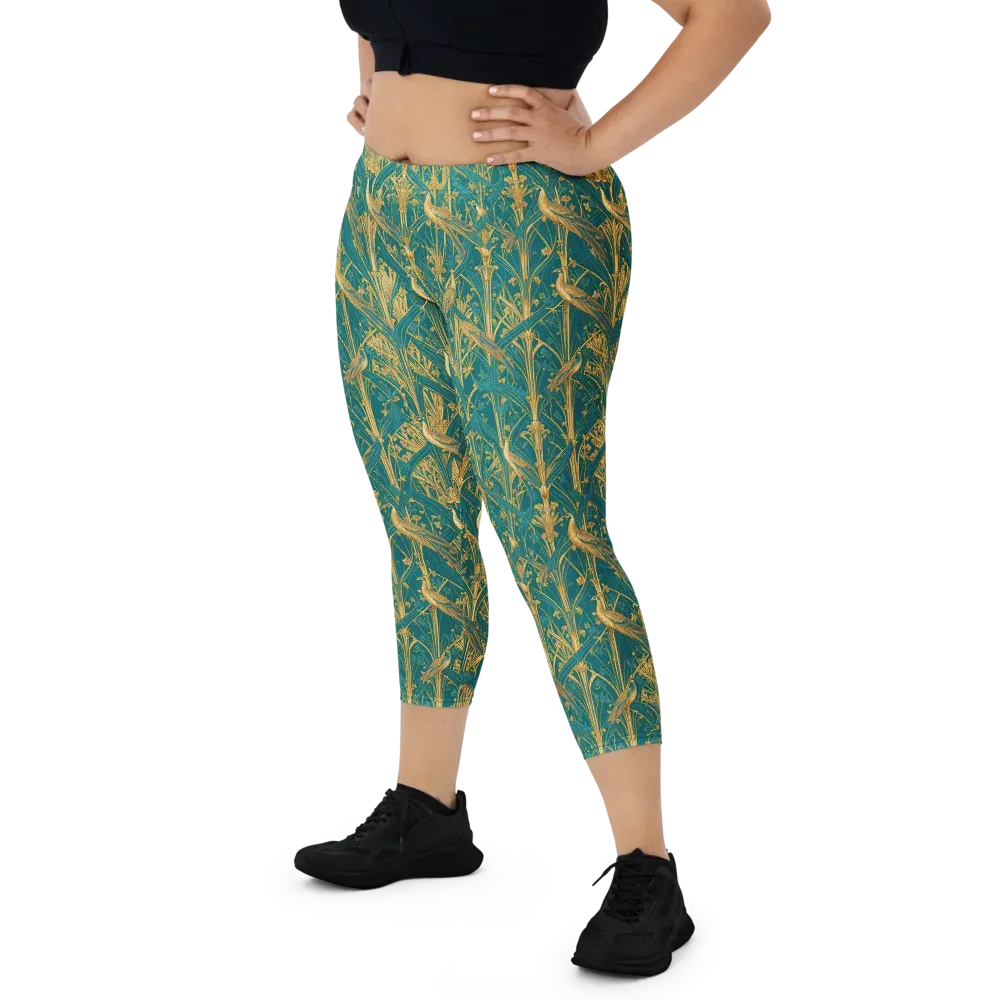 Peacock Arabesque on Capri Leggings — Front