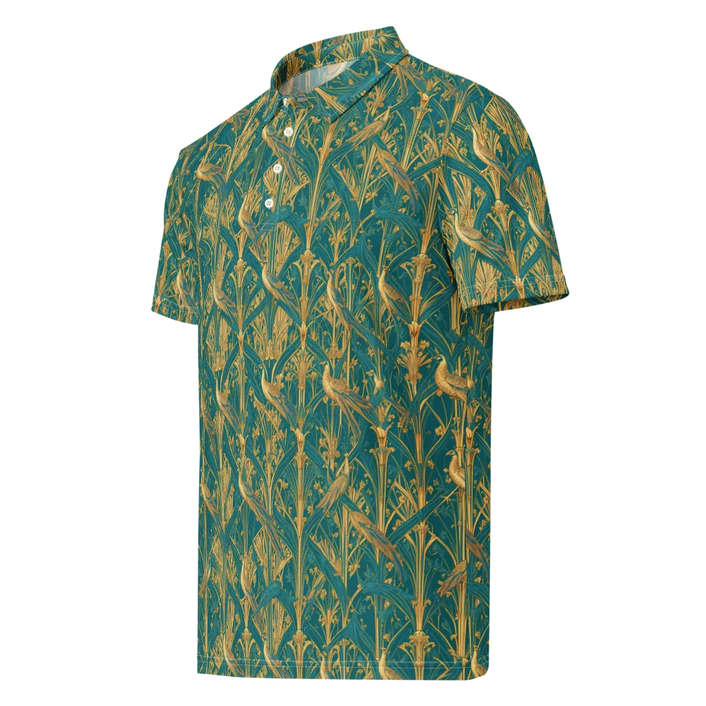 Peacock Arabesque on Men's Slim Fit Polo Shirt — Left Front