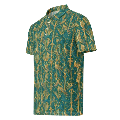 Peacock Arabesque on a Men's Slim Fit Polo Shirt
