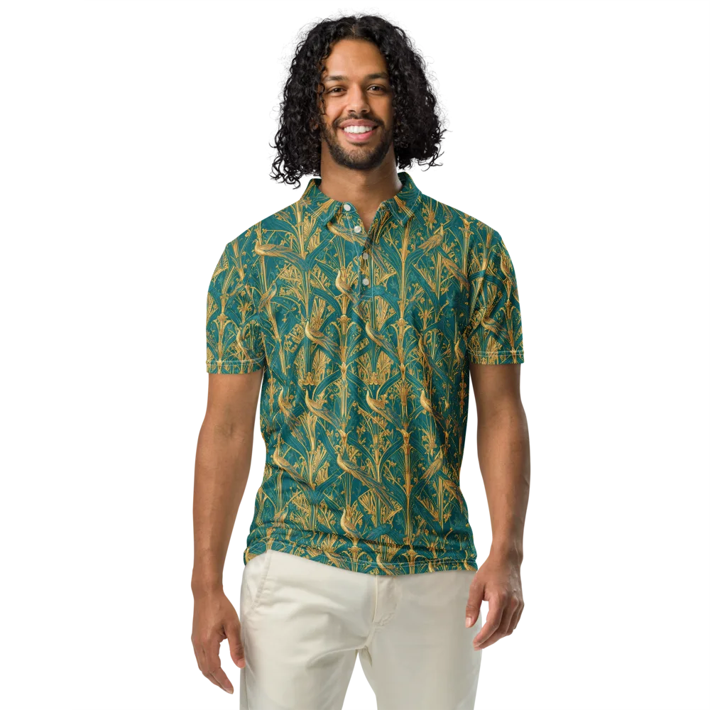 Peacock Arabesque on Men's Slim Fit Polo Shirt — Front