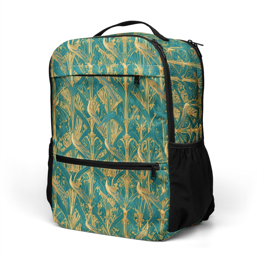 Peacock Arabesque on Utility Backpack — Left Front