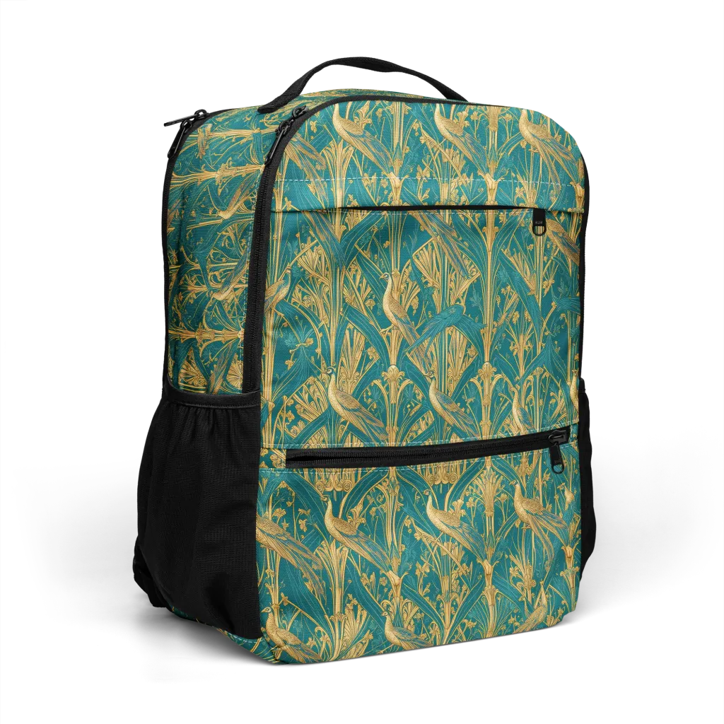 Peacock Arabesque on Utility Backpack — Right Front
