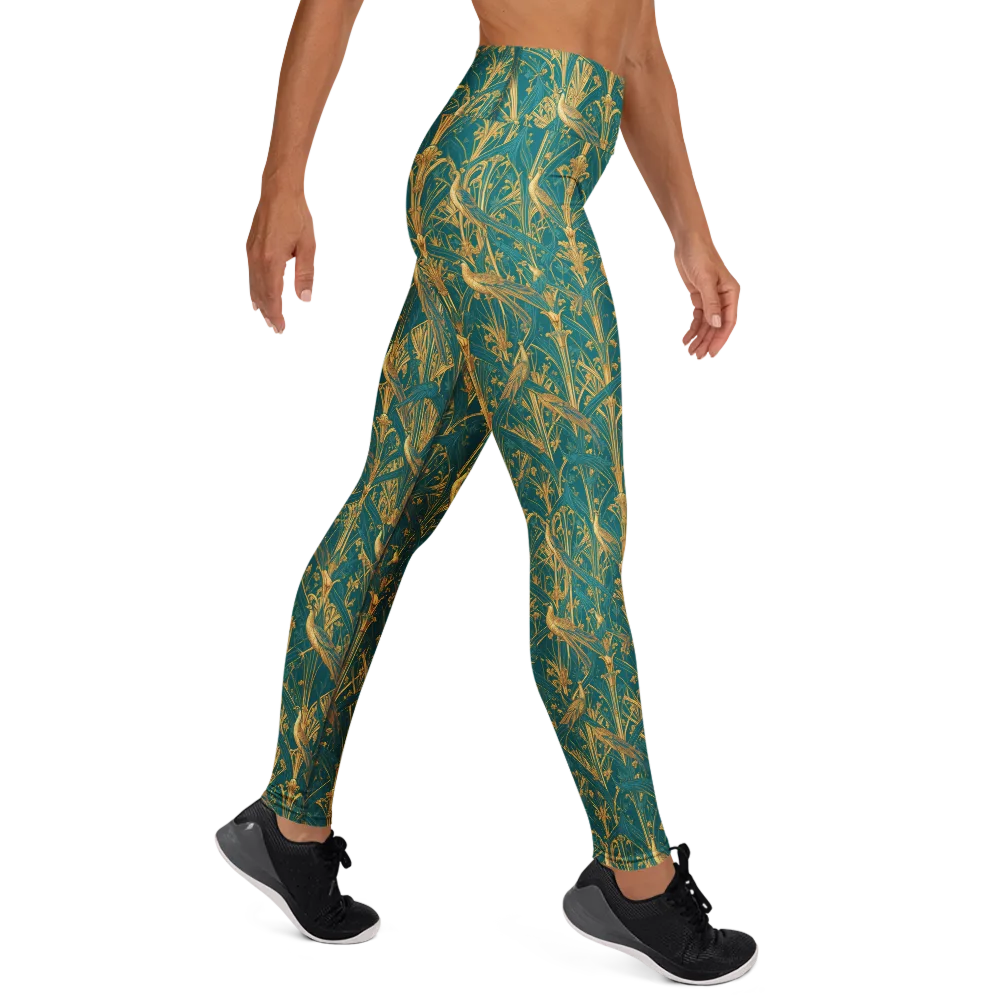 Peacock Arabesque on Yoga Leggings — Right