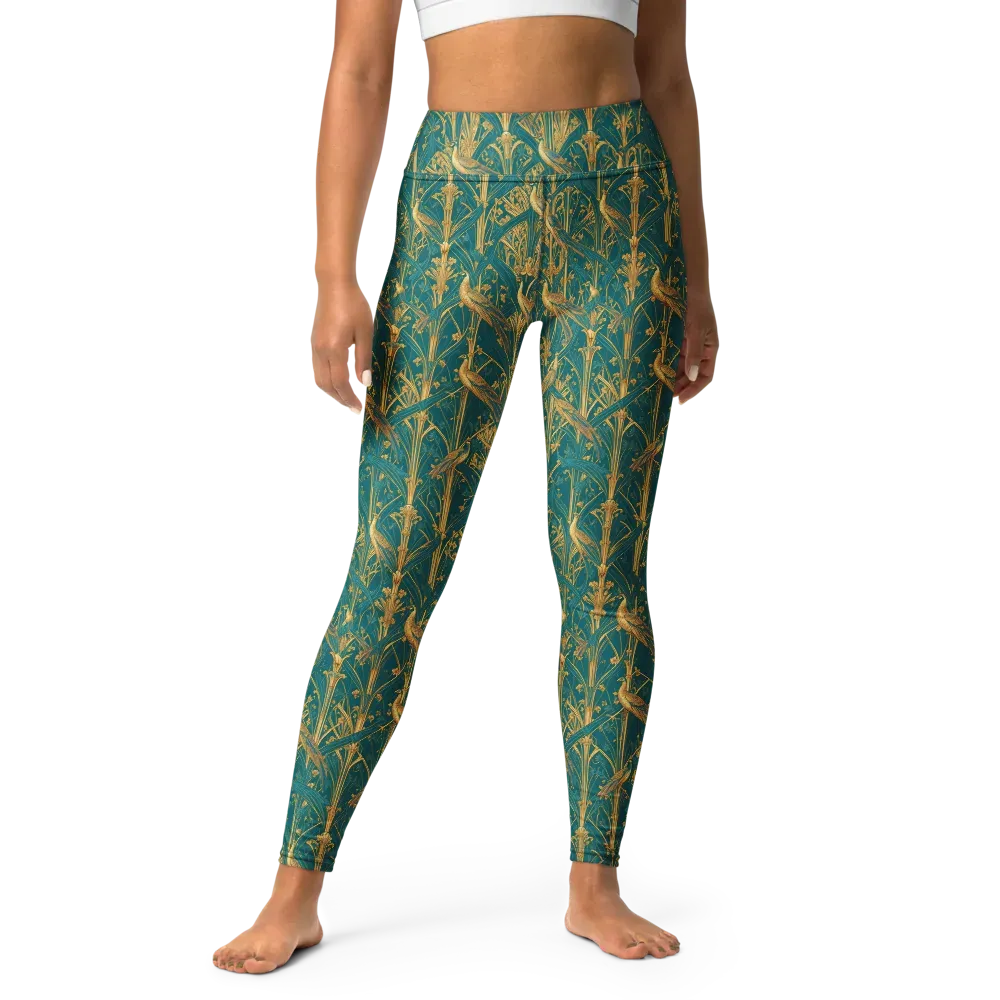 Peacock Arabesque on Yoga Leggings — Front