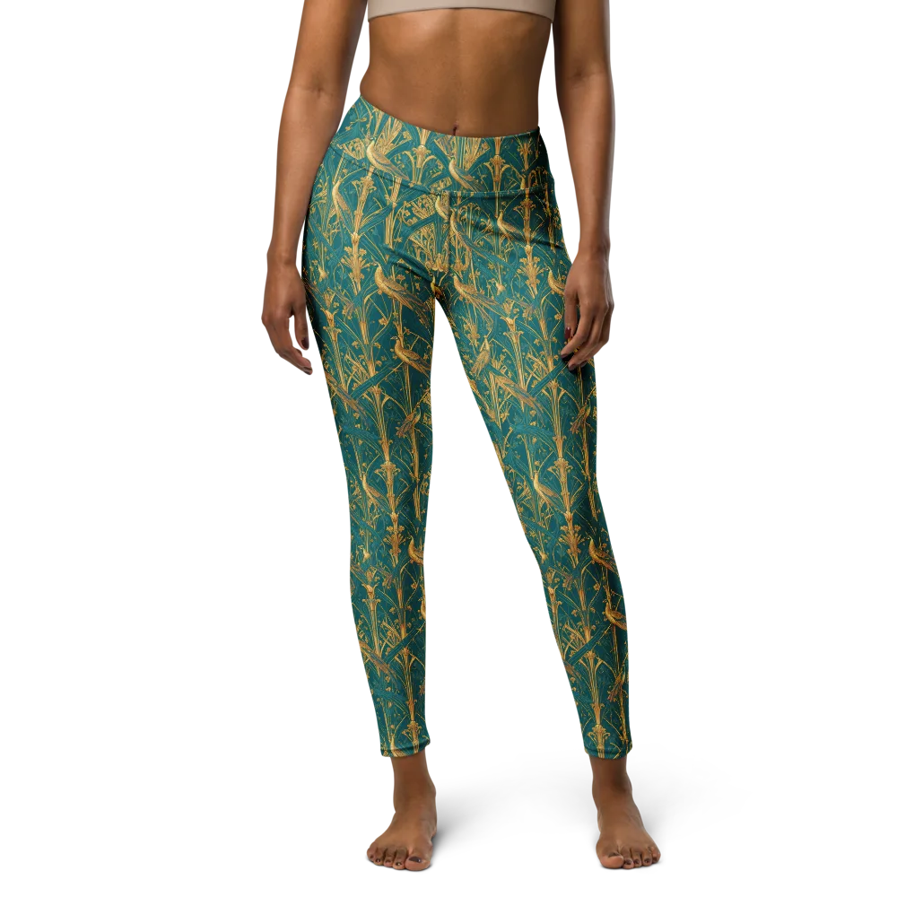 Peacock Arabesque on Yoga Leggings — Front