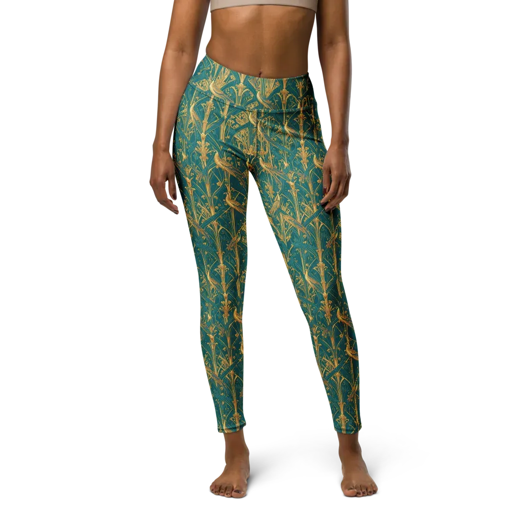 Peacock Arabesque on Yoga Leggings — Front