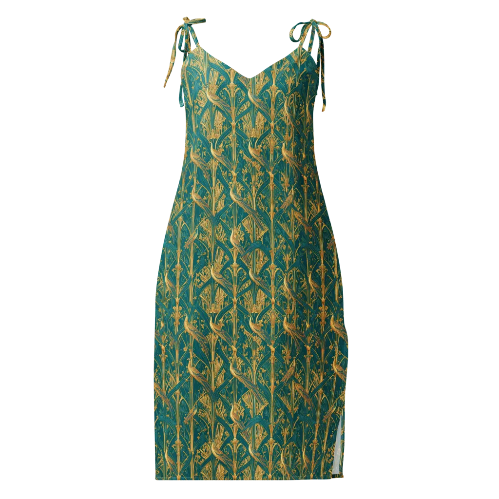 Peacock Arabesque on Slip Dress — Front