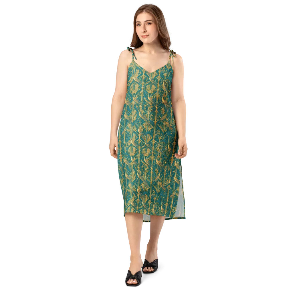 Peacock Arabesque on Slip Dress — Front