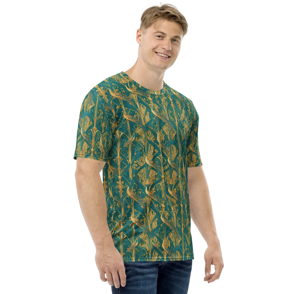 Peacock Arabesque on Men's Crew Neck T-Shirt — Right