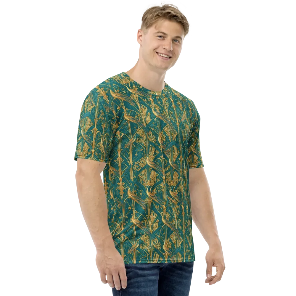Peacock Arabesque on Men's Crew Neck T-Shirt — Right