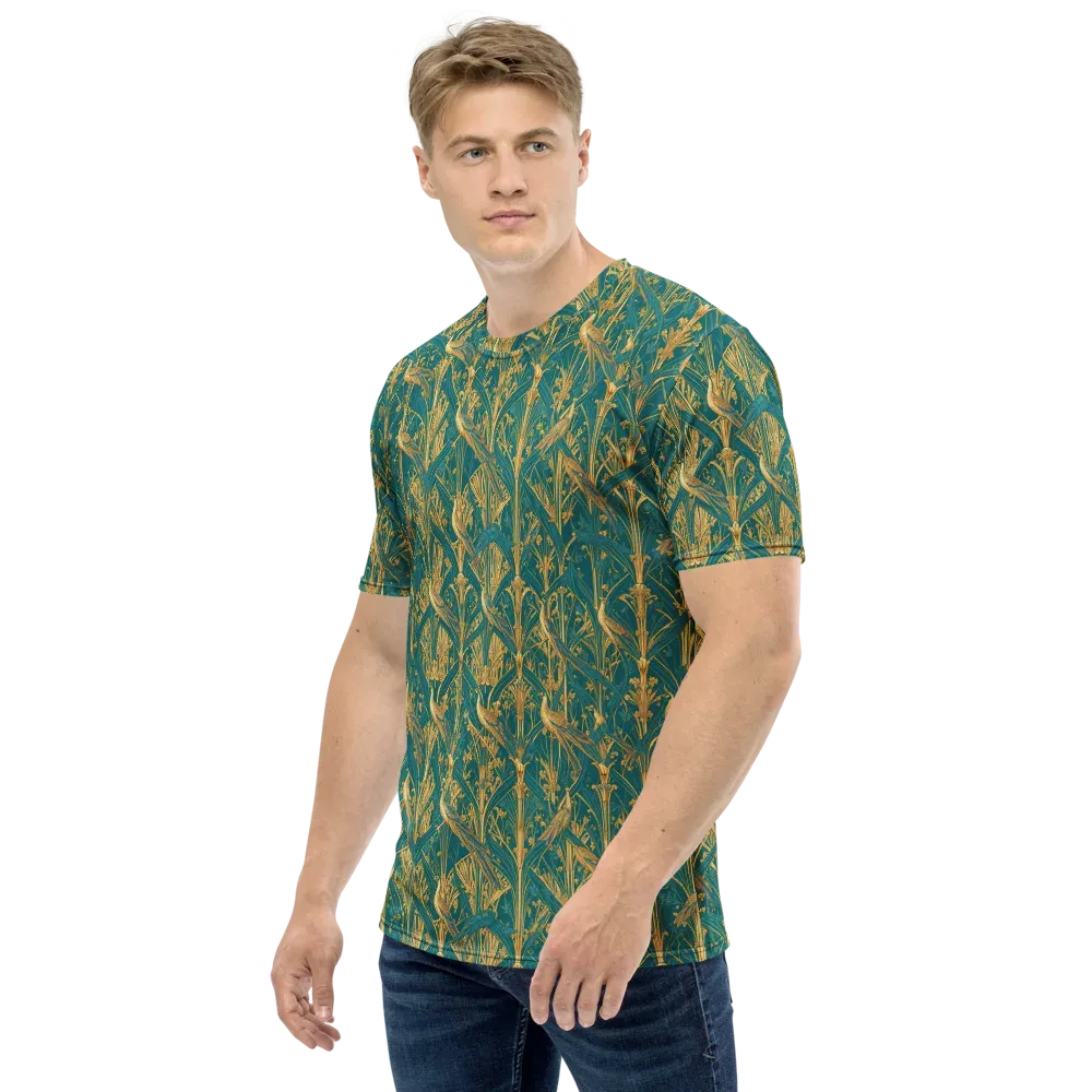 Peacock Arabesque on Men's Crew Neck T-Shirt — Left