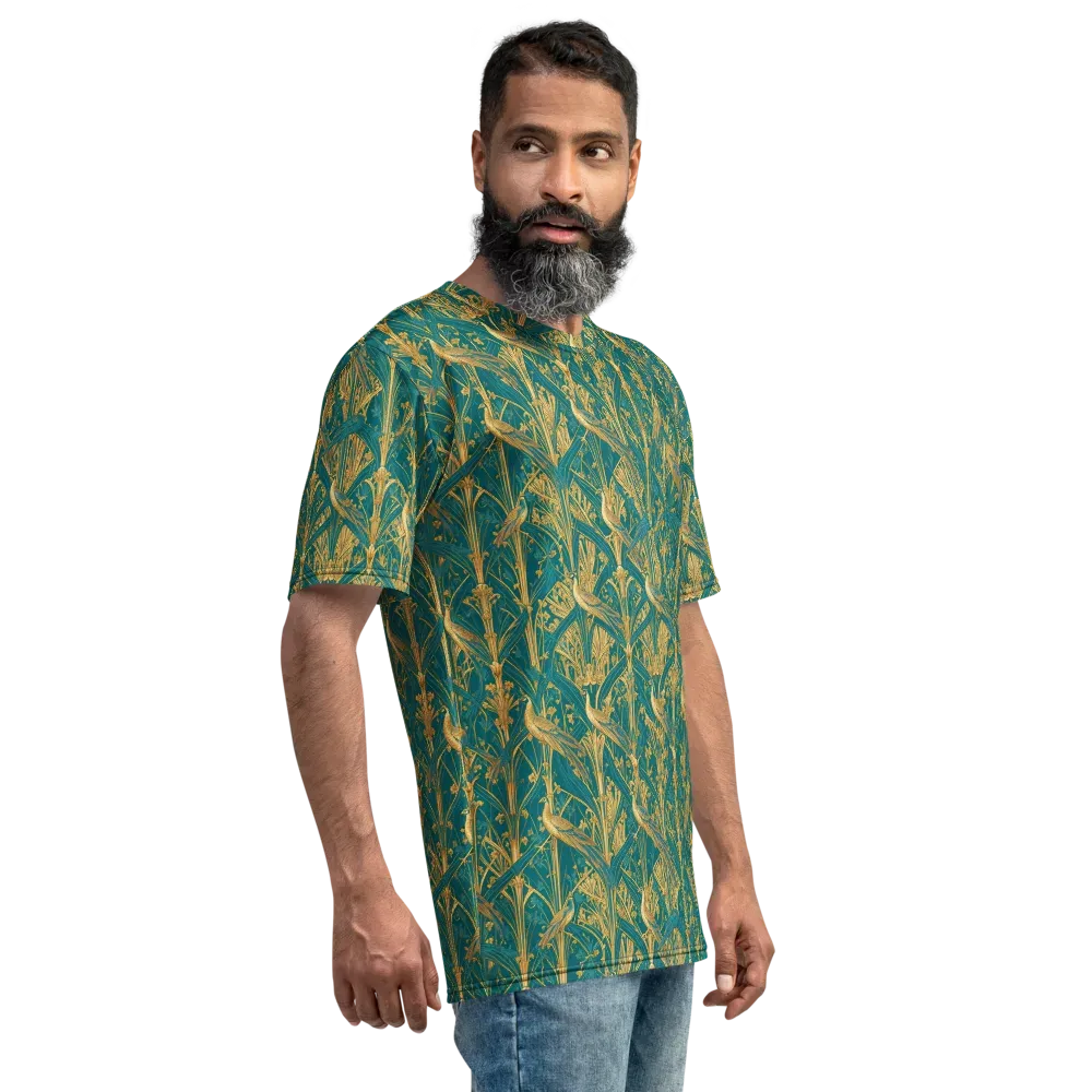 Peacock Arabesque on Men's Crew Neck T-Shirt — Right
