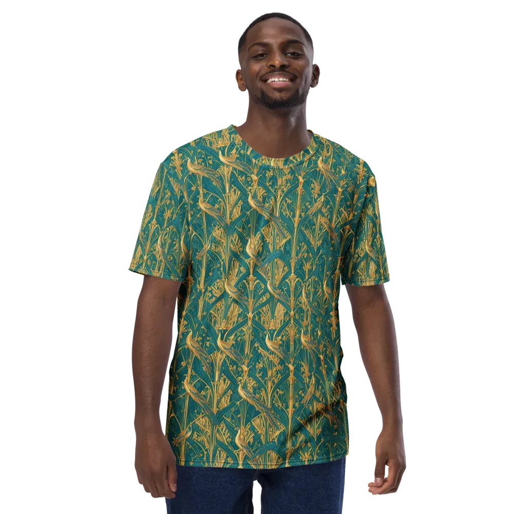 Peacock Arabesque on Men's Crew Neck T-Shirt — Front