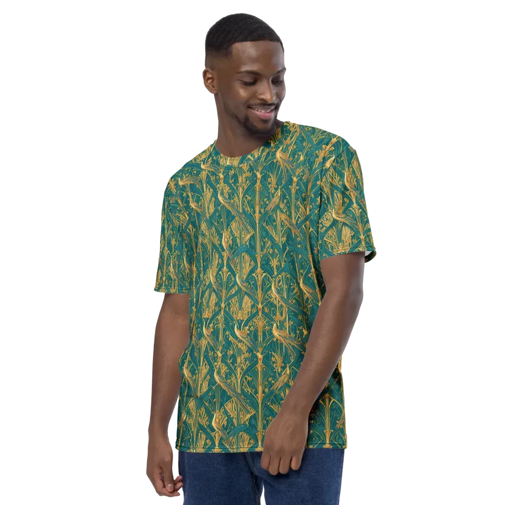 Peacock Arabesque on Men's Crew Neck T-Shirt — Left