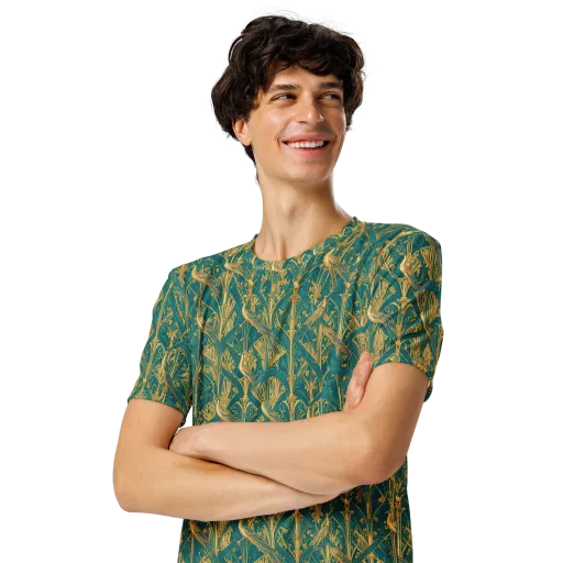 Peacock Arabesque on a Men's Crew Neck T-Shirt