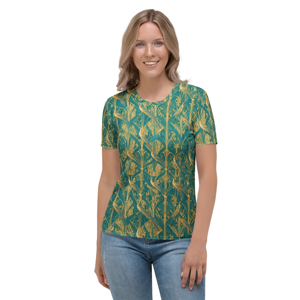 Peacock Arabesque on Women's Crew Neck T-Shirt — Front