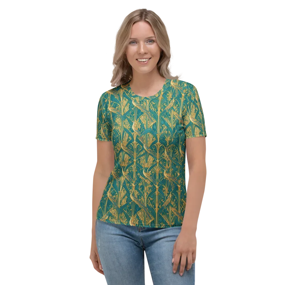 Peacock Arabesque on Women's Crew Neck T-Shirt — Front
