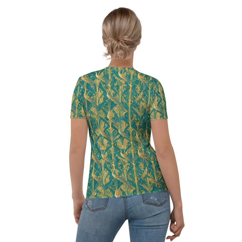 Peacock Arabesque on Women's Crew Neck T-Shirt — Back