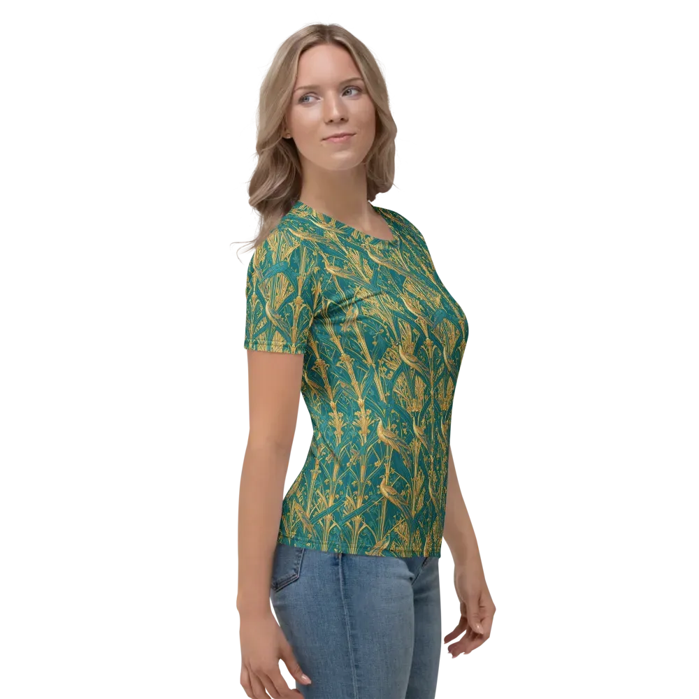 Peacock Arabesque on Women's Crew Neck T-Shirt — Right