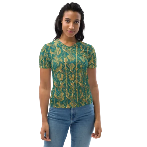 Peacock Arabesque on a Women's Crew Neck T-Shirt