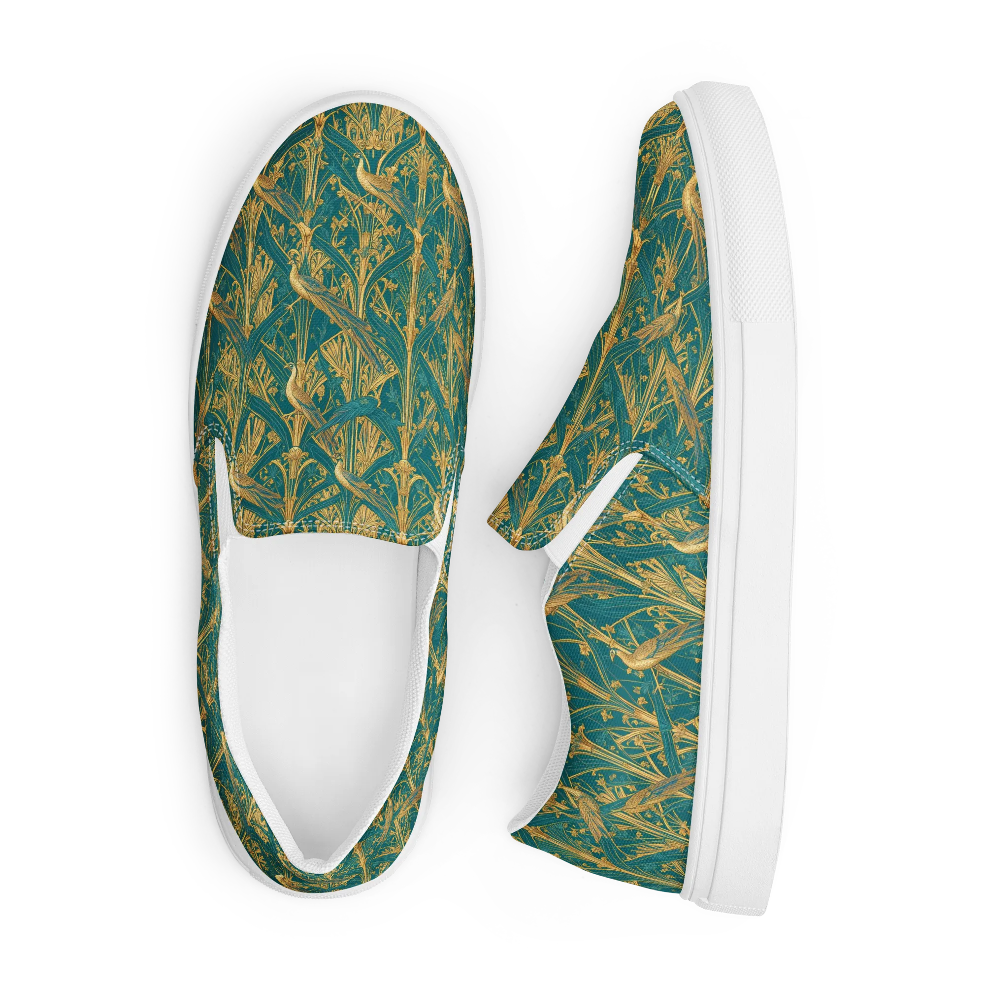 Peacock Arabesque on Men's Slip-On Canvas Shoes — Front