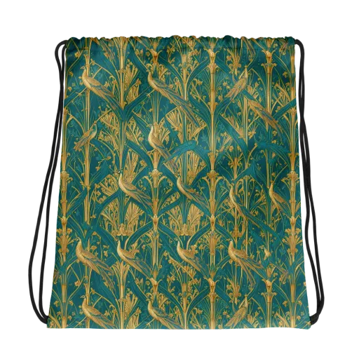 Peacock Arabesque on a Drawstring Bag
